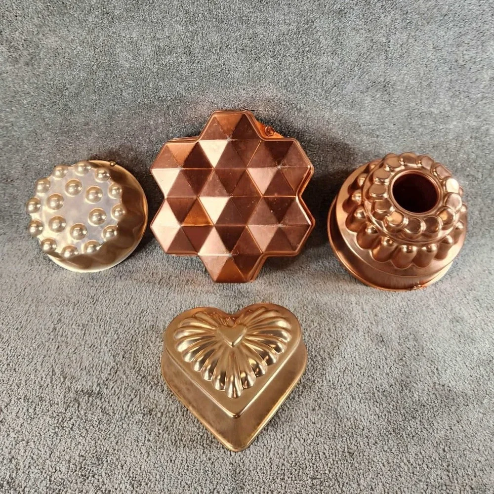 Decorative Molds Copper Heart Star Fluted Round Set of 4